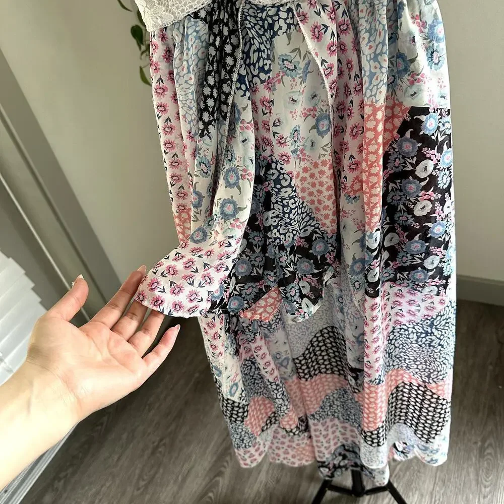 Speechless Kids Patchwork Tiered Dress Size 16 Boho Lace Ruffle Summer Spring